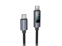 Кабель Type-C - Type-C HOCO X112 Favor, 1м, нейлон, дисплей, 3.0A, PD60W, цвет: чёрный (1/31/310)