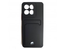 Чехол силиконовый Honor X6B матовый цветной с визитницей черный