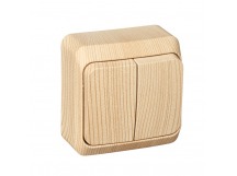 Выключатель 2-кл. О/У ЭТЮД Дача 10А IP20 сосна Systeme Electric BA10-002D (1/25/200)