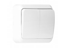 Выключатель SMARTBUY 2-клавишный 10А, ОУ, белый "Юпитер" (SBE-03w-10-SW2-0) (1/10)