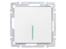 Выключатель SMARTBUY скрытая установка, 1-клавишный с индикатором 10А белый "Нептун" (SBE-05w-10-SW1-1)