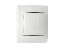 Выключатель SMARTBUY скрытая установка, 2-клавишный 10А белый, керамика "Венера" (SBE-01w-10-SW2-0-c) (10/200)