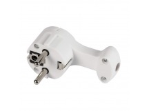 Вилка SMARTBUY угловая плоская (8 мм) с/з с кольцом белая 16А 250В (SBE-16-P11-w) (1/20/200)