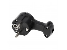 Вилка SMARTBUY угловая плоская (8 мм) с/з с кольцом черная 16А 250В (SBE-16-P11-b) (1/20/200)