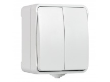 Выключатель SMARTBUY наружная установка 2-клавишный 10А, IP54, белый, "Сатурн" (18/216)