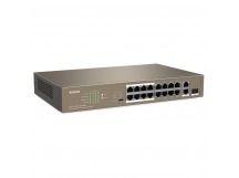 Коммутатор TENDA TEF1118P-16-150W, 16 портовый мегабитный неуправляемый PoE,16FE+ порт 2GE/1SFP, Desktop Switch With,16-Port, PoE (1/5)