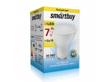 Лампа светодиодная SMARTBUY GU10 (MR16) 7Вт 220V 3000K (рефлекторная, теплый свет) (10/100)