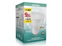 Лампа светодиодная SMARTBUY GU10 (MR16) 9,5Вт 220V 3000K (теплый свет) (10/100)