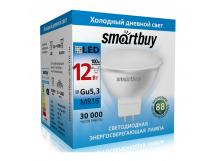 Лампа светодиодная SMARTBUY GU5.3 (MR16) 12Вт 220V 6000K (холодный свет) (10/100)