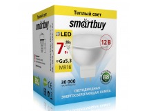 Лампа светодиодная SMARTBUY GU5.3 (MR16) 7Вт 12V 3000K (рефлекторная, теплый свет) (1/100)