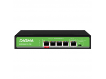 Коммутатор DIGMA DSP204G-1G-T80 (L2) 5x1Гбит/с 4PoE 4PoE+ 1PoE++ 80W неуправляемый