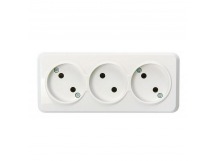 Розетка SMARTBUY 3-местная 10А, ОУ, без заземления белая "Юпитер" (SBE-03w-10-S3-N) (1/10/100)