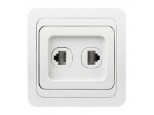 Розетка SMARTBUY скрытая установка, 1-местная компьютер+телефон RJ-45+Phone 1 местная белая "Марс" (SBE-02w-S1-RJPH) (1/10)