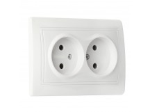 Розетка SMARTBUY скрытая установка, 2-местная без заземления 10А белая, керамика "Венера" (SBE-01w-10-S2-N-c) (1/10)