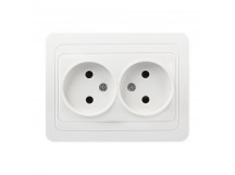 Розетка SMARTBUY скрытая установка, 2-местная без заземления 10А белая, керамика "Марс" (SBE-02w-10-S2-N-c) (1/10)