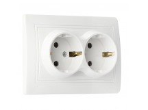 Розетка SMARTBUY скрытая установка, 2-местная с заземлением 16А белая "Венера" (SBE-01w-16-S2-Z) (1/10)
