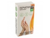 Перчатки хозяйственные виниловые, неопудренные, размер М, 100 шт. в боксе (1/10)