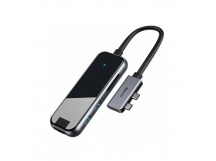 USB-концентратор Baseus, CAHUB-FZ0G, Type-C Multifunctional, 2*Type-C to HDMI*2+USB3.0*2+SD/TF*1+PD+RJ45, цвет: серый космос