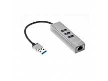 Переходник USB 3.0--> RJ-45 1000Mbps +3*USB 3.0, Aluminum Shell, 0.2м TELECOM <TA311U> (1/140)