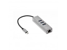 Переходник USB 3.1 Type-C--> RJ-45 1000Mbps +3*USB 3.0, Aluminum Shell, 0.2м TELECOM <TA311C> (1/140)