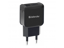 Блок питания сетевой 2 USB DEFENDER EPA-13, черный, 5V/2.1А, пакет (1/50/200)