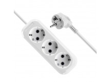Удлинитель DEFENDER R330 3 гнезда, 2 метра, 16А/3500Вт, с заземлением, ПВС 3х1,0мм, белый (1/40)