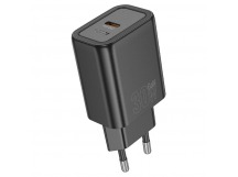 Блок питания сетевой 1 Type-C HOCO N62 Gentle, 3.0A, PD30Вт, цвет: чёрный (1/12/120)