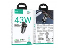 Автомобильный адаптер питания HOCO NZ16A 43W PD 25W+QC3.0 (черный)