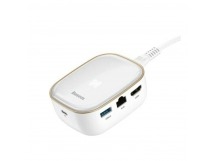 USB-концентратор Baseus, CAHUB-AC02, AC Multifunctional, USB3.0*2+4K HD*1+SD/TF*1+RJ45, цвет: белый
