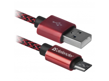 Кабель DEFENDER USB08-03T PRO USB2.0, красный, AM-MicroBM, 1m, 2.1A (1/100)
