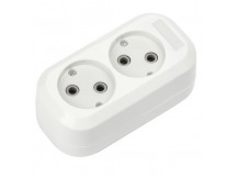 Колодка розеточная SMARTBUY 2 гнезда 10А/2,2кВт без заземления (SBE-10-2-00-N) (1/100)