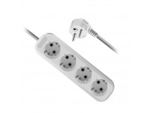 Удлинитель DEFENDER R340 4 гнезда, 2 метра, 16А/3500Вт, с заземлением, ПВС 3х1,0мм, белый (1/40)