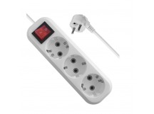 Удлинитель DEFENDER L330 3 гнезда, 7 метров, с заземлением, 16А/3500Вт, ПВС 3х1,0мм, с выключателем, белый (1/25)