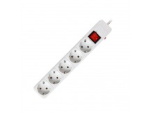 Сетевой фильтр SMARTBUY 16А, 3500 Вт, 5 гнезд, с з/ш, земля, ПВС 3x1.0 мм², 5,0 м, белый (1/35)