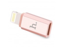 Переходник 8 pin - микро USB(f) HOCO 0.05м, плоский, алюминий, цвет: розовое золото (1/200/1200)