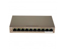 Коммутатор TENDA TEF1110P-8-102W, 8*10/100Base-TX, настольный неуправляемый PoE,(Data/Power) 2*10/100/1000Base-T (Data) (1/10)
