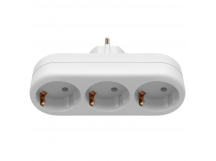 Блок-разветвитель DEFENDER TG-01 на 3 гнезда, с заземлением, плоский, 220 - 230 В / 50-60 Гц, 16А, белый (1/100)