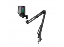Микрофон стрим игровой DEFENDER Impulse GMC 650 USB, провод 1.7 м, RGB, стойка, черный (1/8)
