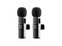 Микрофон петличный DEFENDER Talky-138 wrls, на прищепке, 2шт, черный (1/100)