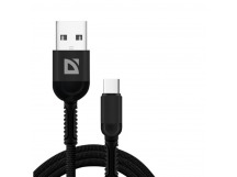 USB кабель F167 TypeC, black, 1м, 2.4А, ткань, пакет