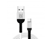 USB кабель F167 TypeC, white, 1м, 2.4А, ткань, пакет