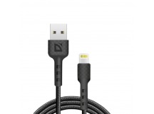 USB кабель F181 Lightning, black, 1м, 2.4А, нейлон, пакет
