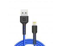 USB кабель F181 Lightning, blue, 1м, 2.4А, нейлон, пакет