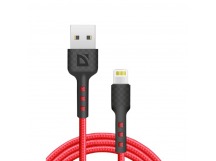 USB кабель F181 Lightning, red, 1м, 2.4А, нейлон, пакет