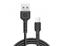 USB кабель F181 Micro, black, 1м, 2.4А, нейлон, пакет