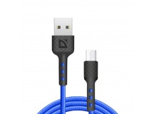 USB кабель F181 Micro, blue, 1м, 2.4А, нейлон, пакет