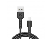 USB кабель F181 TypeC, black, 1м,2.4А, нейлон, пакет