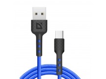 USB кабель F181 TypeC, blue, 1м,2.4А, нейлон, пакет