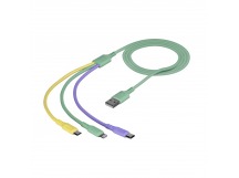 USB кабель F207 3in1, green, 1.2м,силикон, пакет