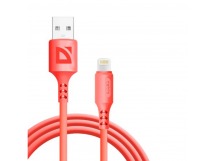 USB кабель F207 Lightning, red, 1м, 2.4А,силикон,пакет